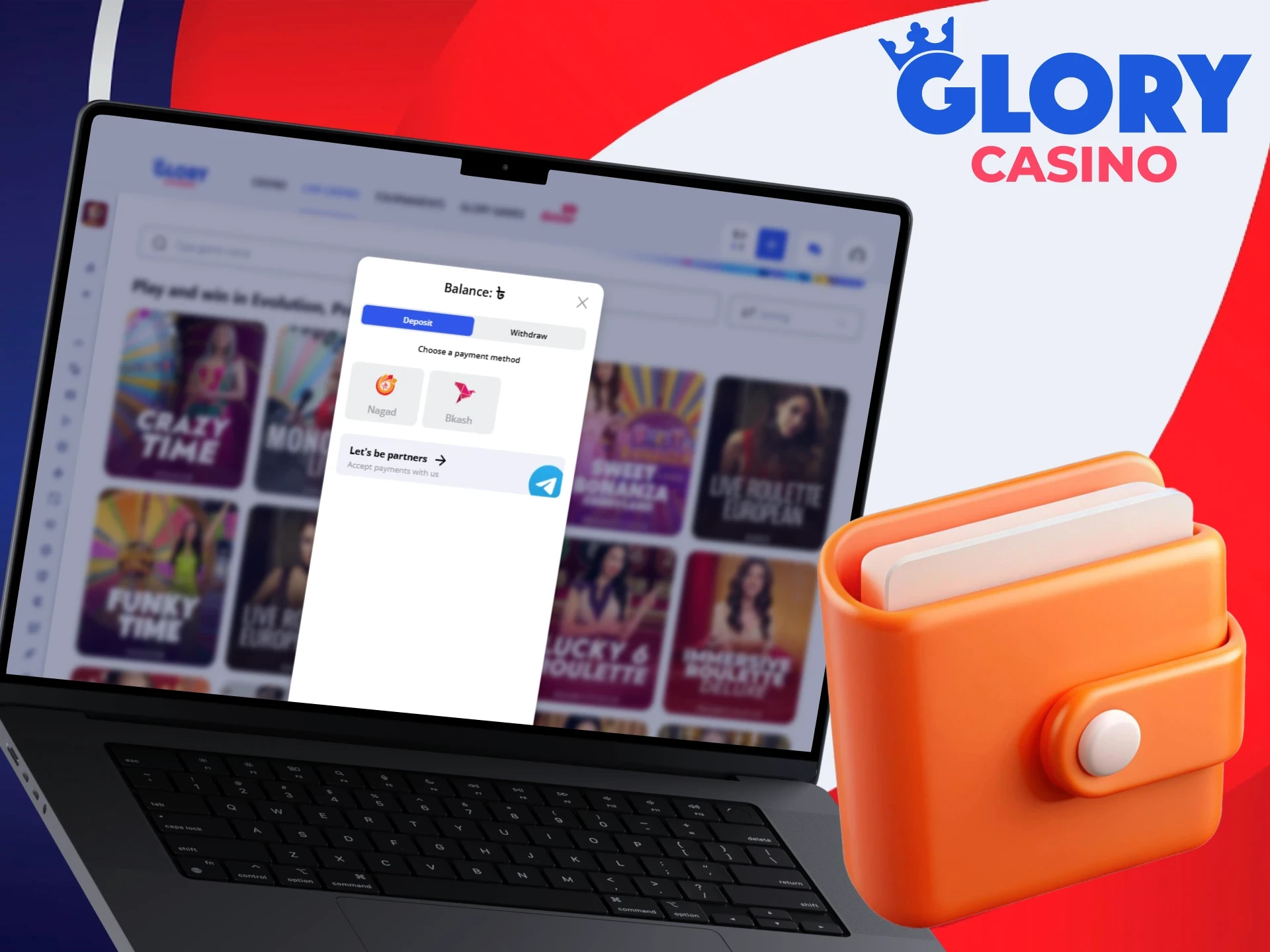 Easily make deposits and withdrawals at Glory Casino.